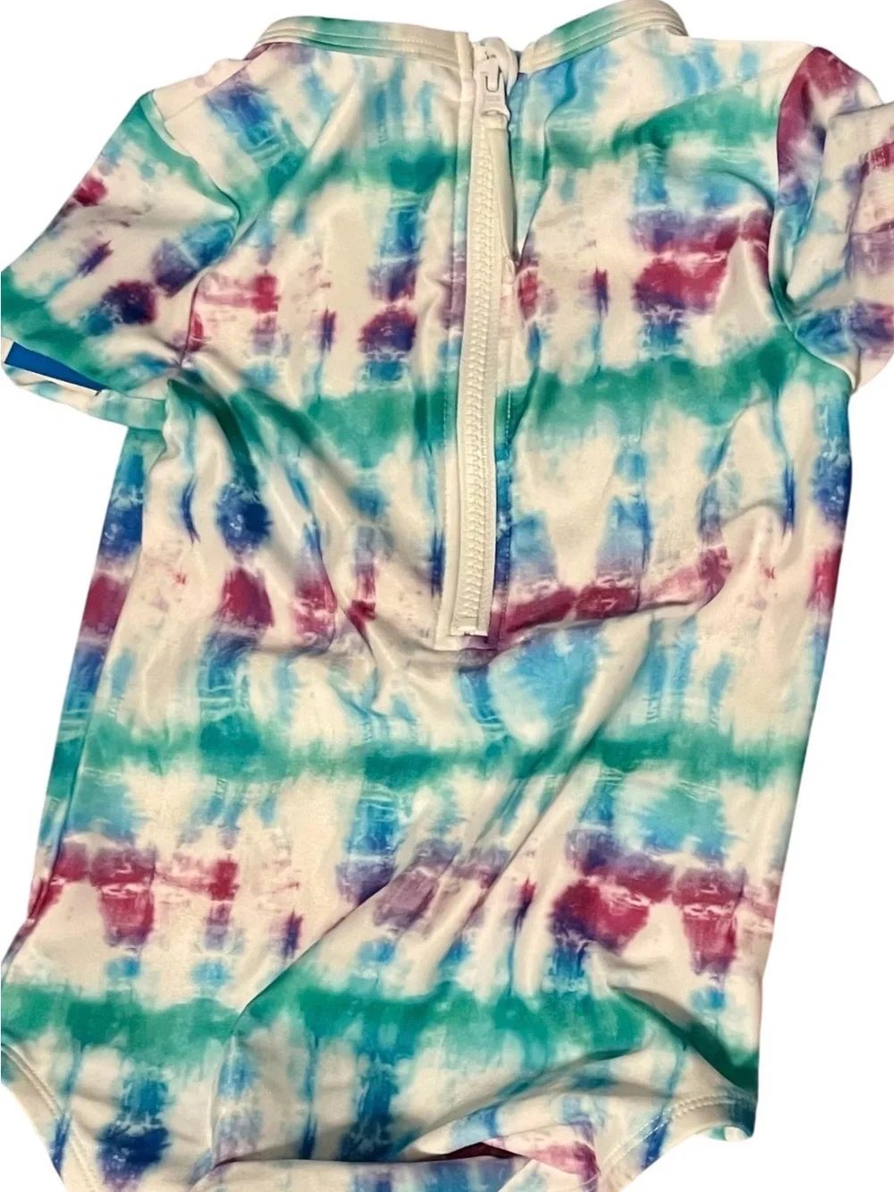 DSG Girls Tie Dye One Piece Swimsuit UPF 50+ Short Sleeve Size S (8/9) NWT